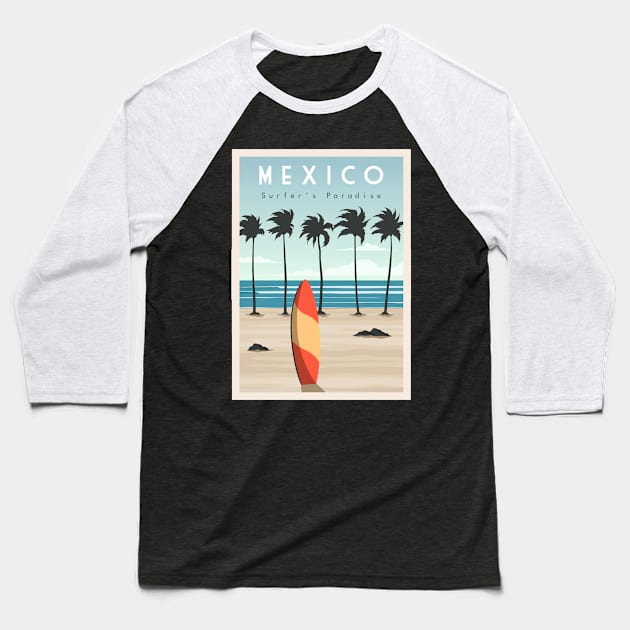 Mexico surf beach Baseball T-Shirt by SerenityByAlex